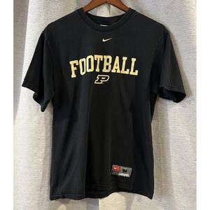 Nike‎ Purdue College Football T-Shirt Center Swoosh Engineered Size M Black Vtg